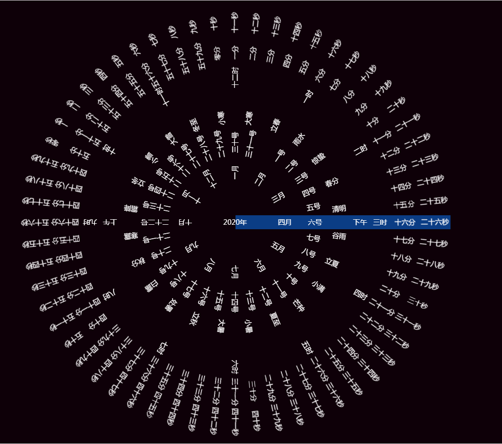 jQuery+vue带实时节气创意圆形罗盘时钟动画特效